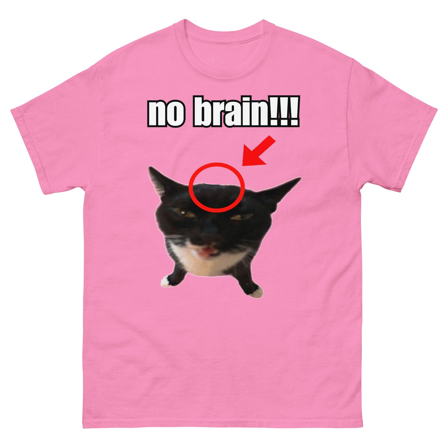 No brain cat cringey tee