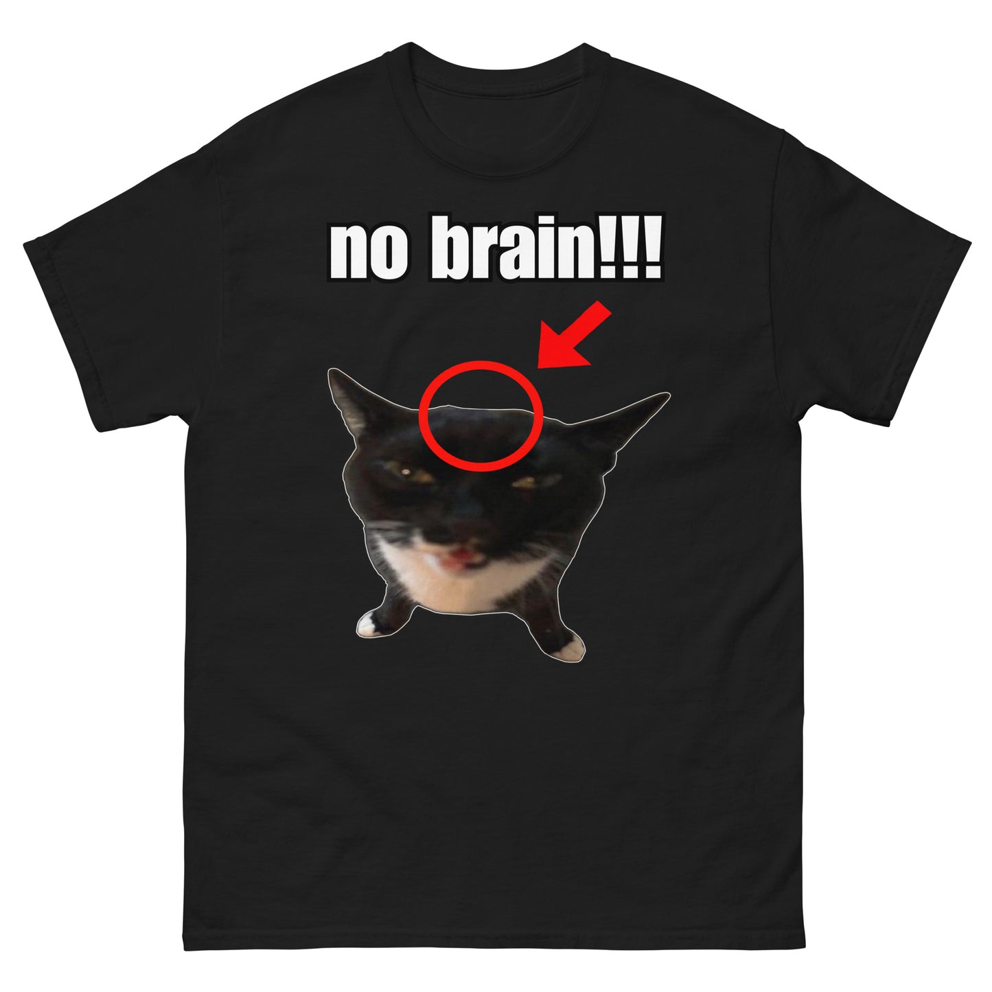 No brain cat cringey tee