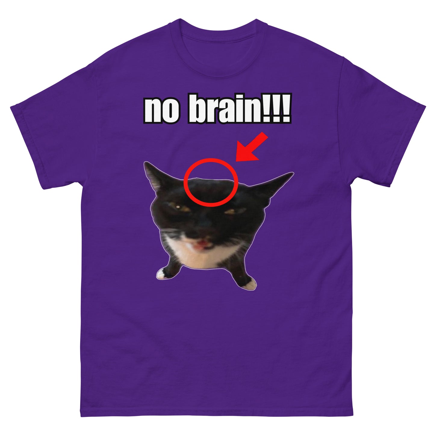 No brain cat cringey tee