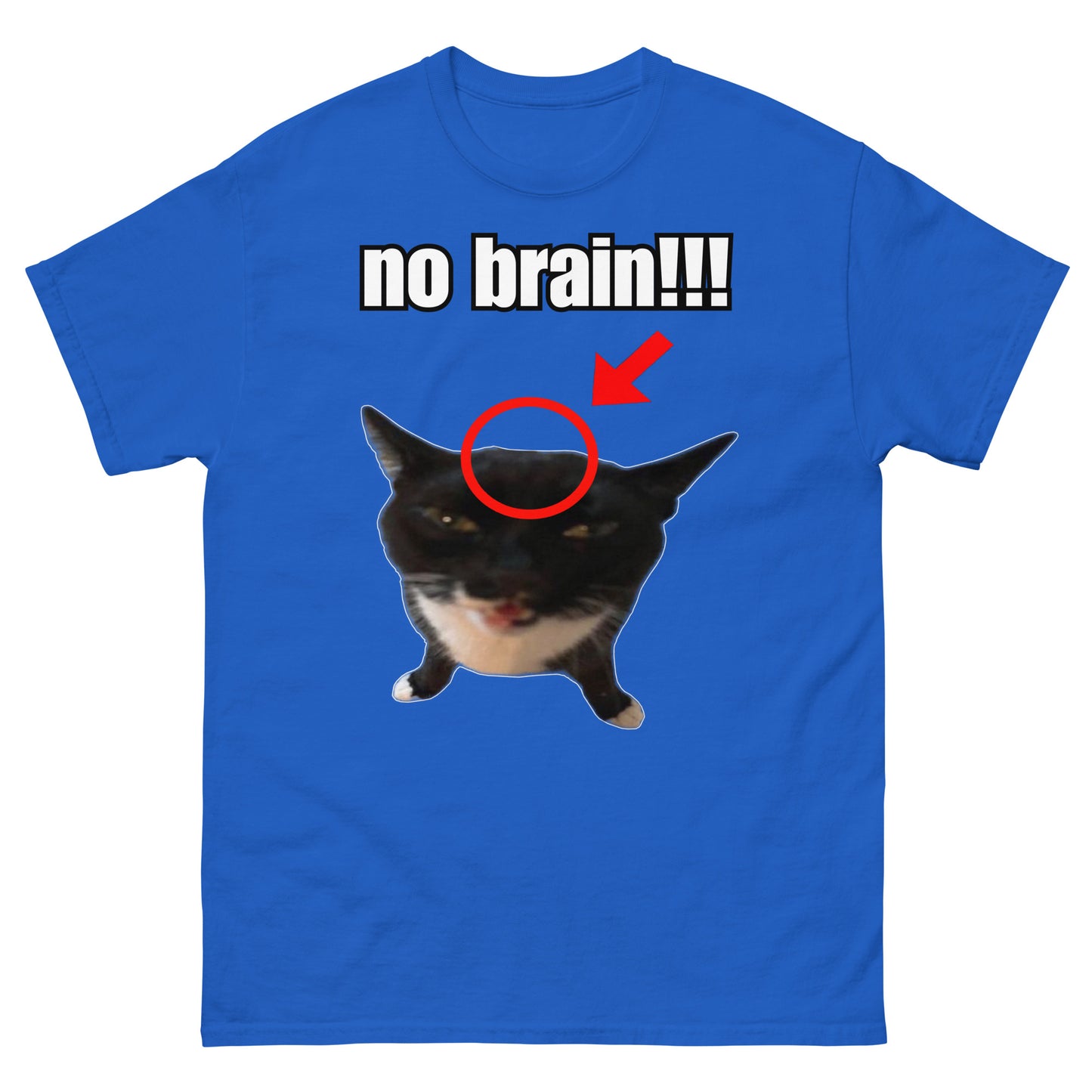 No brain cat cringey tee